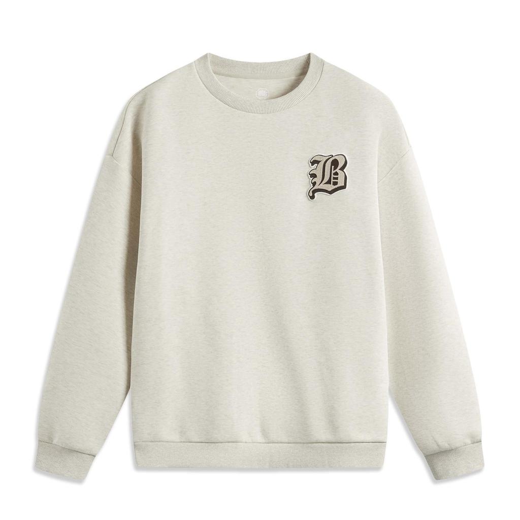 Li-Ning Men's BADFIVE Crew Neck Sweatshirt Oatmeal AWDV031-6