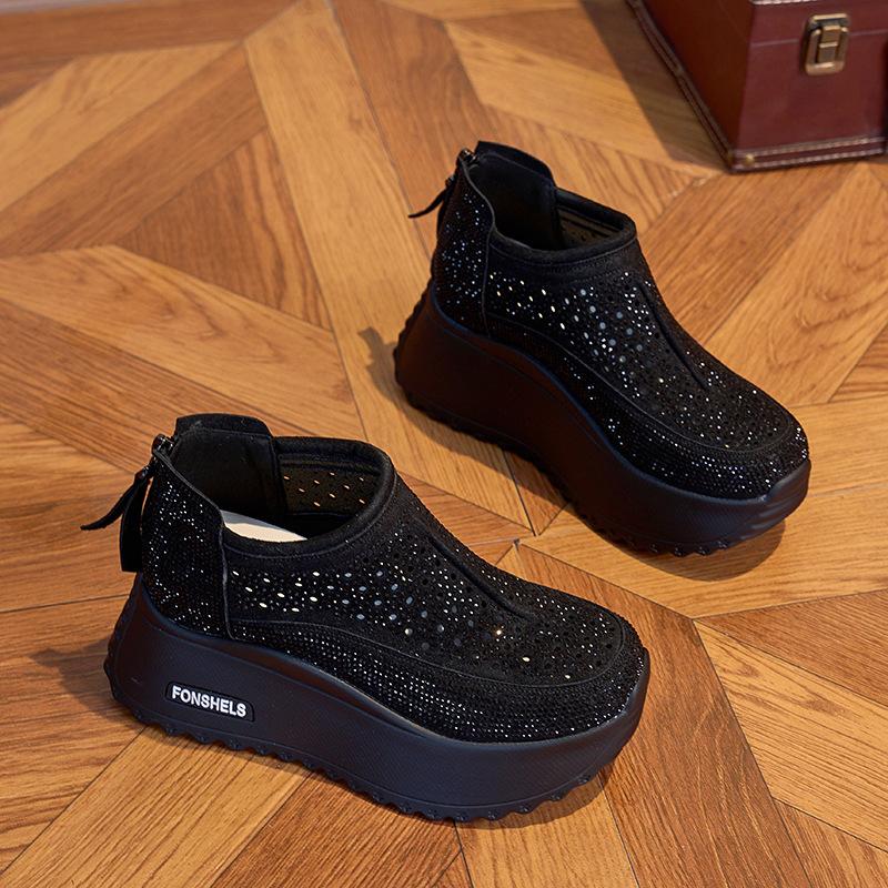 Leather dad shoes casual shoes women's summer new punched breathable thick sole versatile height increase retro women's shoes trend