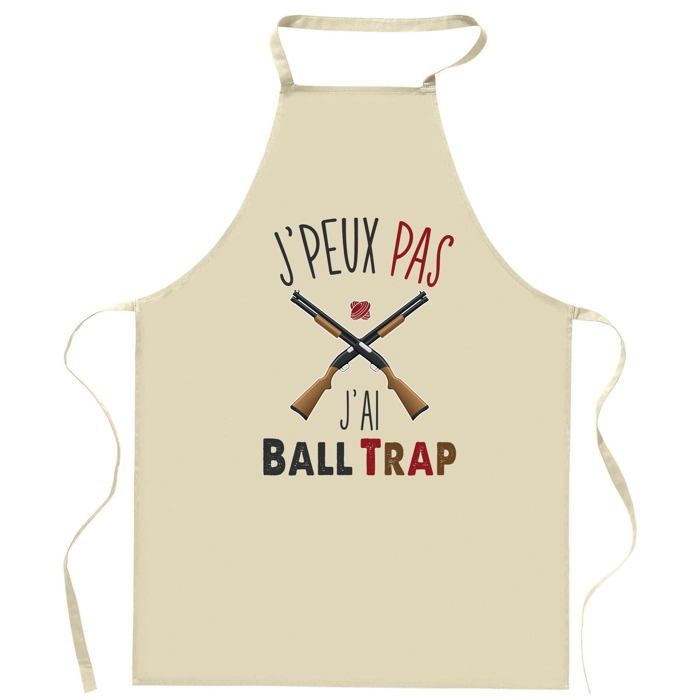 Tablier de cuisine - Planetee « Ball Trap J'peux pas » - Coton épais - Impression France - Liens ajustables