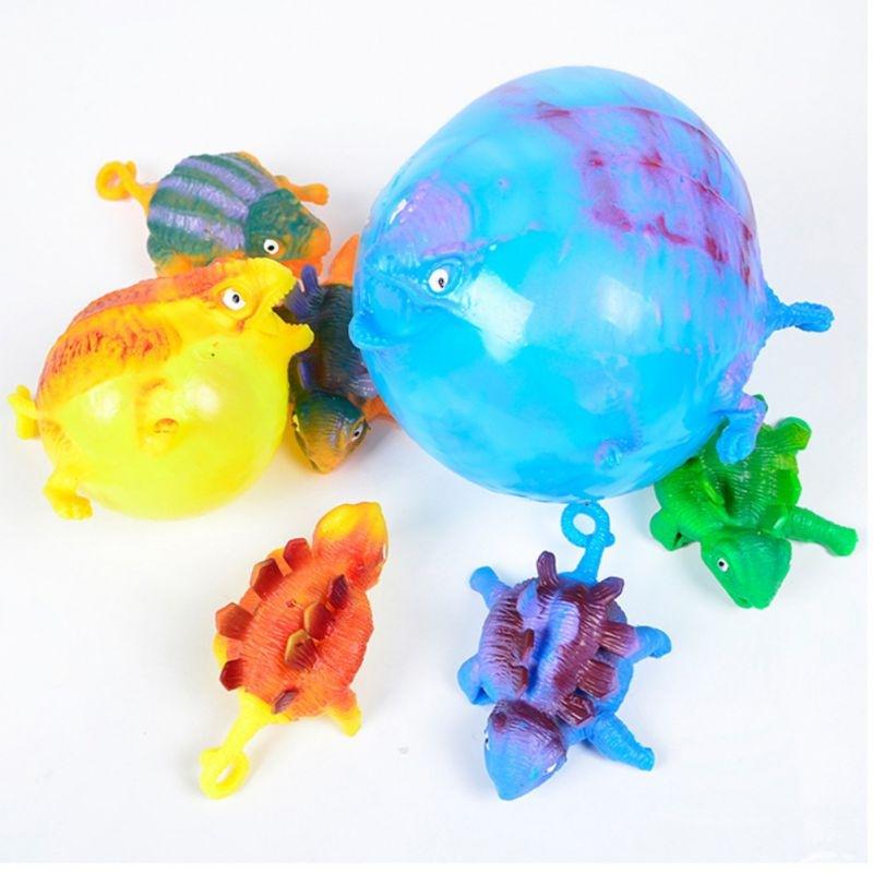 Kids Toy Funny Blowing Animals Toys Dinosaur Anxiety Stress Relief Inflatable Balloon Squeeze Ball