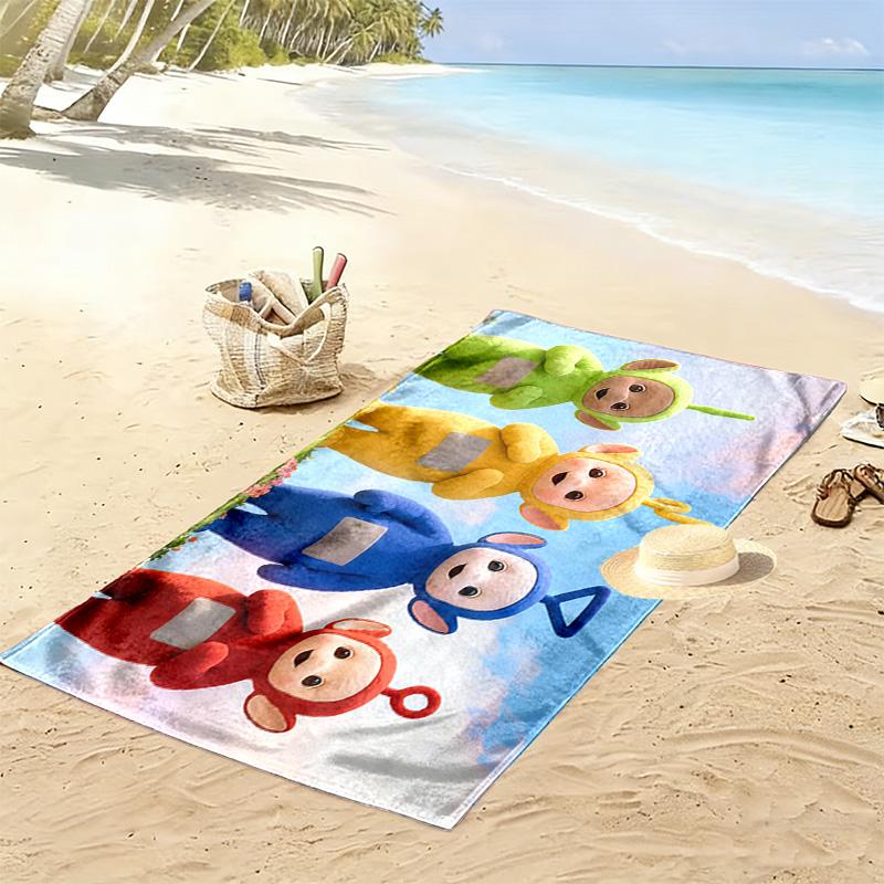 Teletubbies Print Beach Towel, Large Soft Quick Dry Towel for Beach Camping Swimming