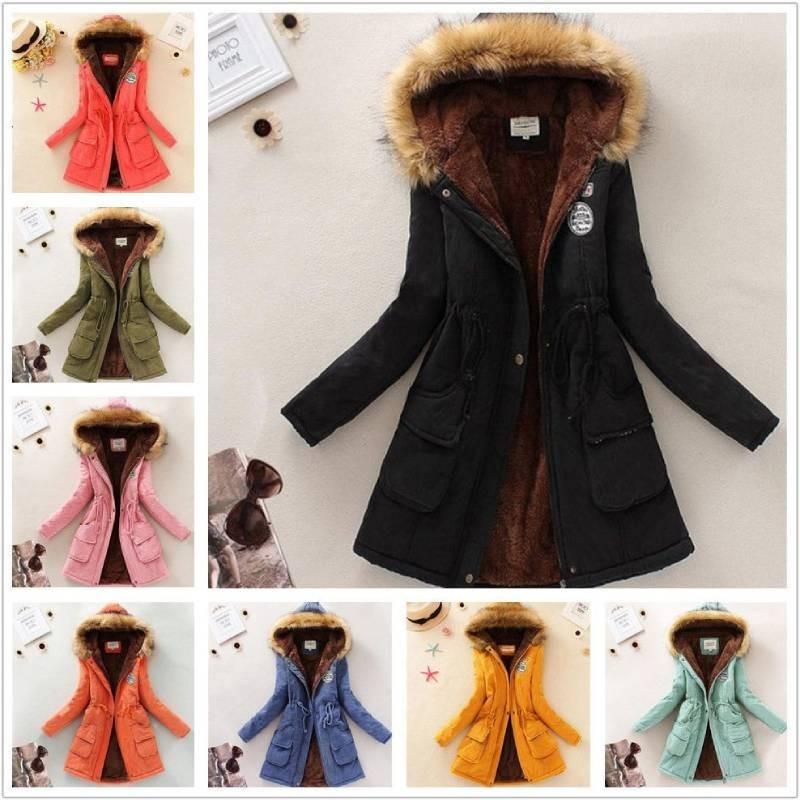 New Women's Warm Cotton Jacket With Fur Collar Hooded Parka For Winter