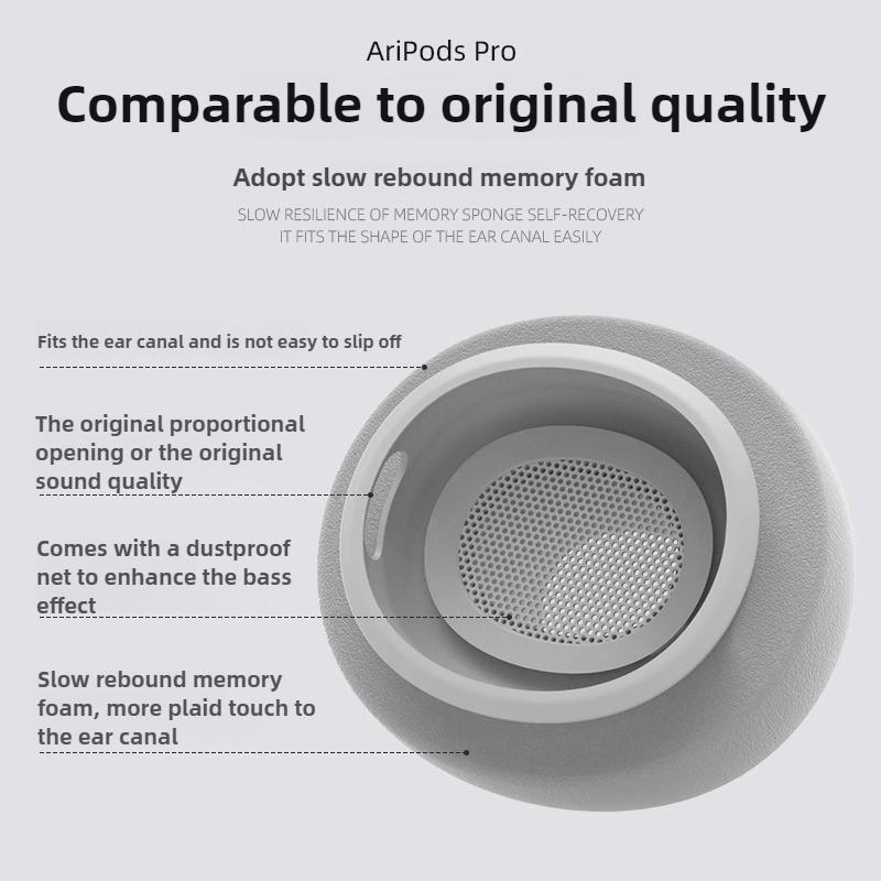 Memory Foam Ear Tips for AirPods Pro2 Anti Noise Ear Plugs Earbud Tips Comfortable Earbuds Replacement for Apple AirPods Pro