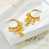 Gold Plated Hoop Earrings with Disc Tassel Charms Fashion Jewelry for Women