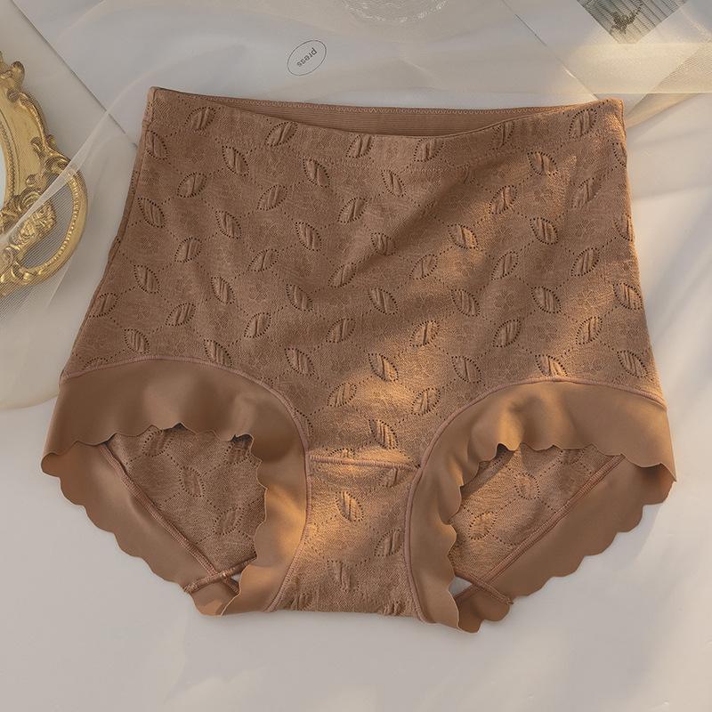 

Женские бесшовные легкие трусы с высокой талией, осенне-зимние, из шелка-тусса, с антибактериальной ластовицей, дышащие, 3D-эффект подтяжки ягодиц, корректирующие фигуру, женские M (40-55kg) кирпич красный