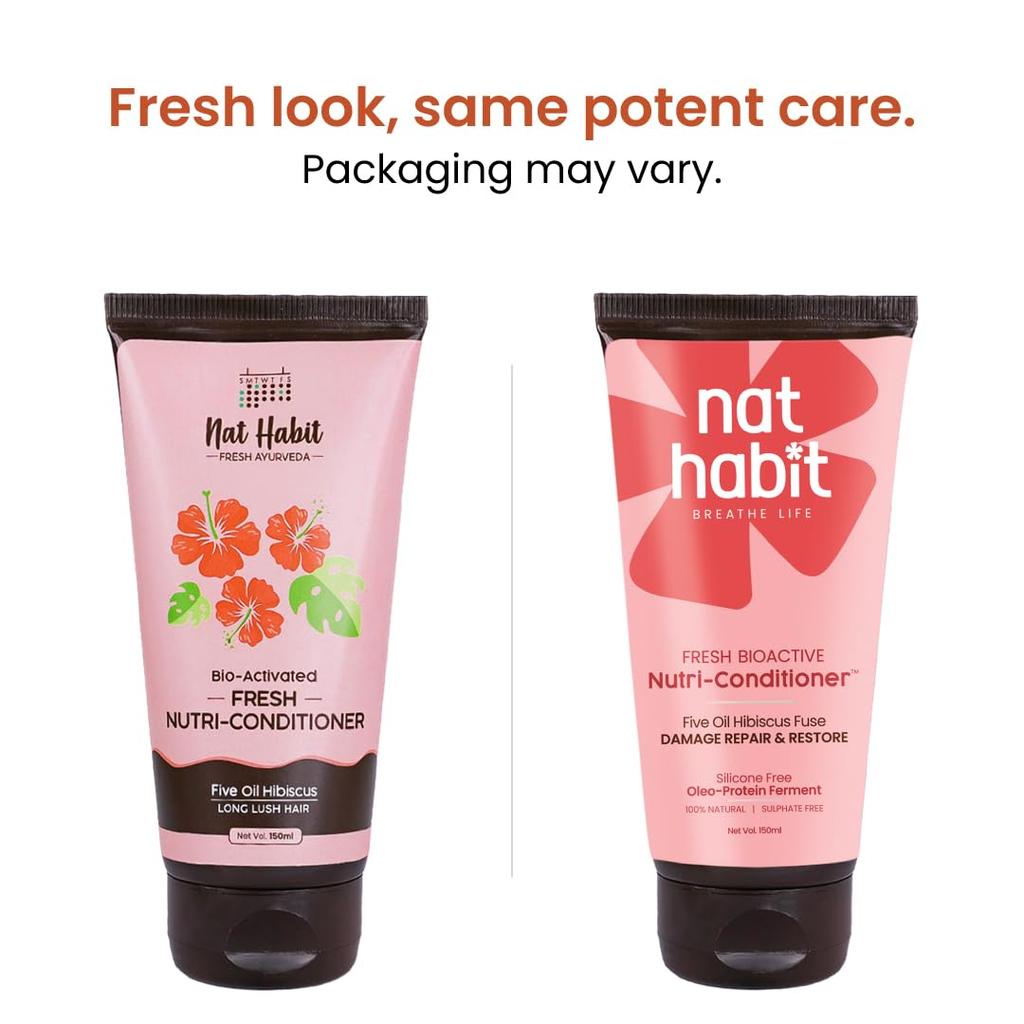 Nat Habit Balsamo Nutriente all'Ibisco Miscela Cinque Oli Per Idratazione Profonda dei Capelli e Lucentezza Naturale Per Tutti i Tipi di Capelli 150ml