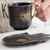 Ceramic Coffee Cup and Hand Shape Saucer Set Turkish Evils Eye Theme Mug Drinkware Gift for Safe Tea Milk Drinking