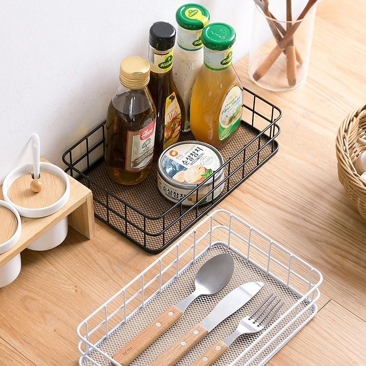 IJzeren Make-up Organizer Mand Met Gaas Voor Badkamer En Bureau Opslag