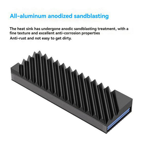 Black Aluminum SSD Heatsink for M.2 2280 Drives