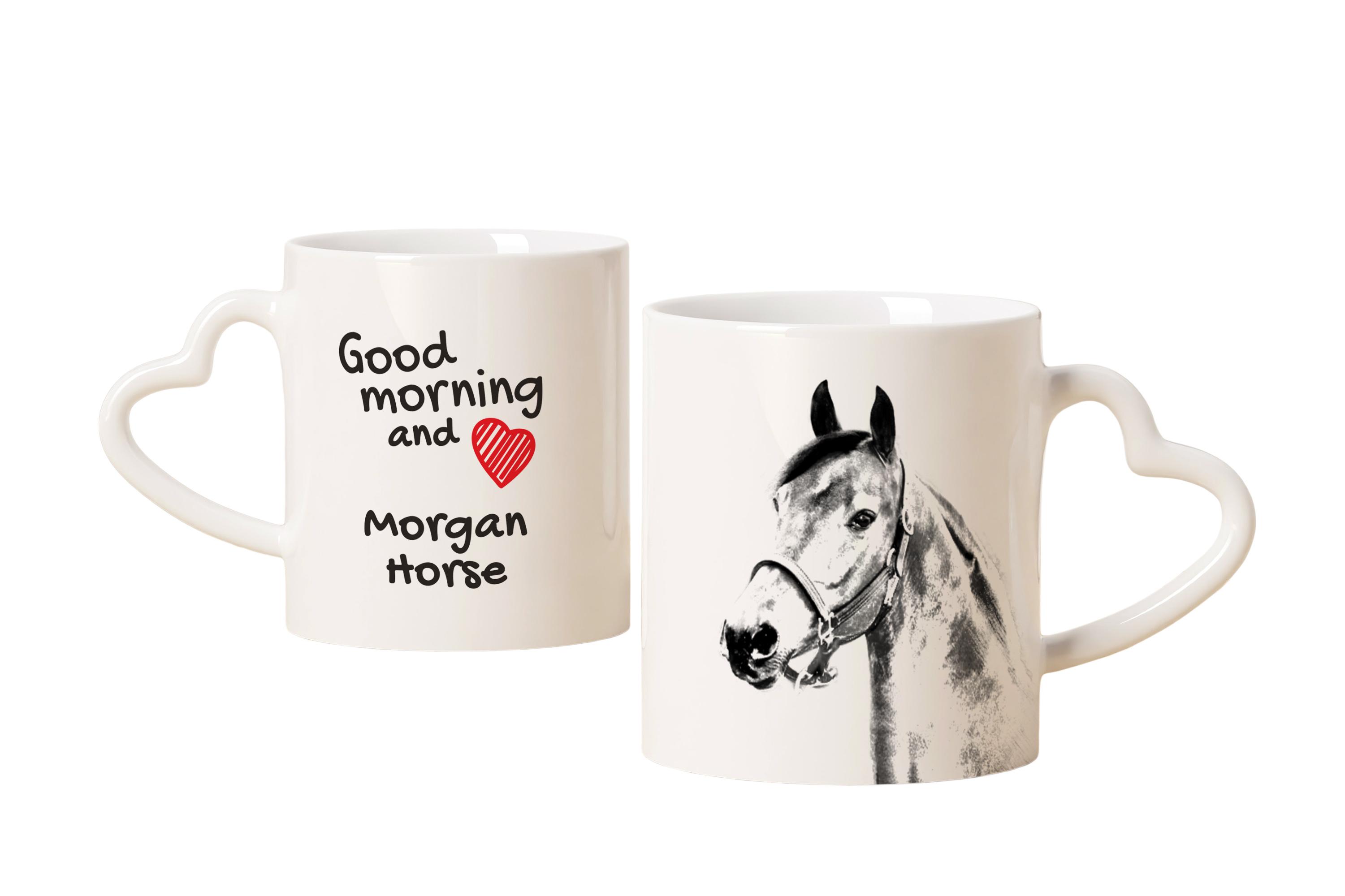 

Morgan Horse - cup with a horse, a cute cup with a heart-shaped handle, a universal gift from the Art-Dog brand білий