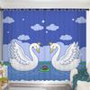 2Panel Swan Lake Swan Curtain Custom Curtains Simple Modern Bedroom Living Room Window Semi-blackout Short Curtain Free Shipping