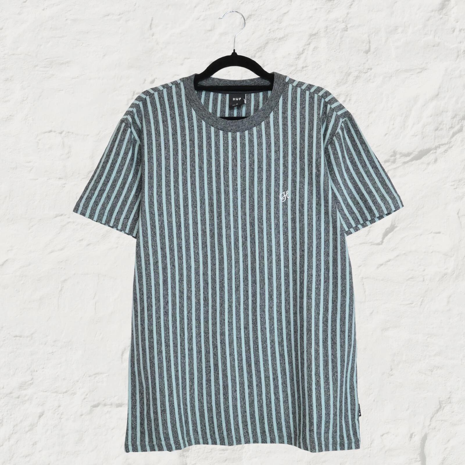 HUF Overdyed Vert Stripe Tee Harbor Grey Vintage Wash Tee S S