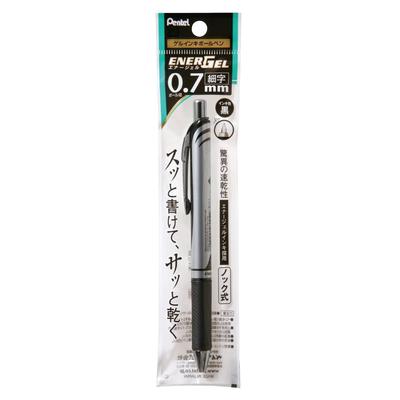 Pentel Ballpoint Pen Gel Ink EnerGel Knock Type 0.7mm Silver Barrel XBL77-A Black