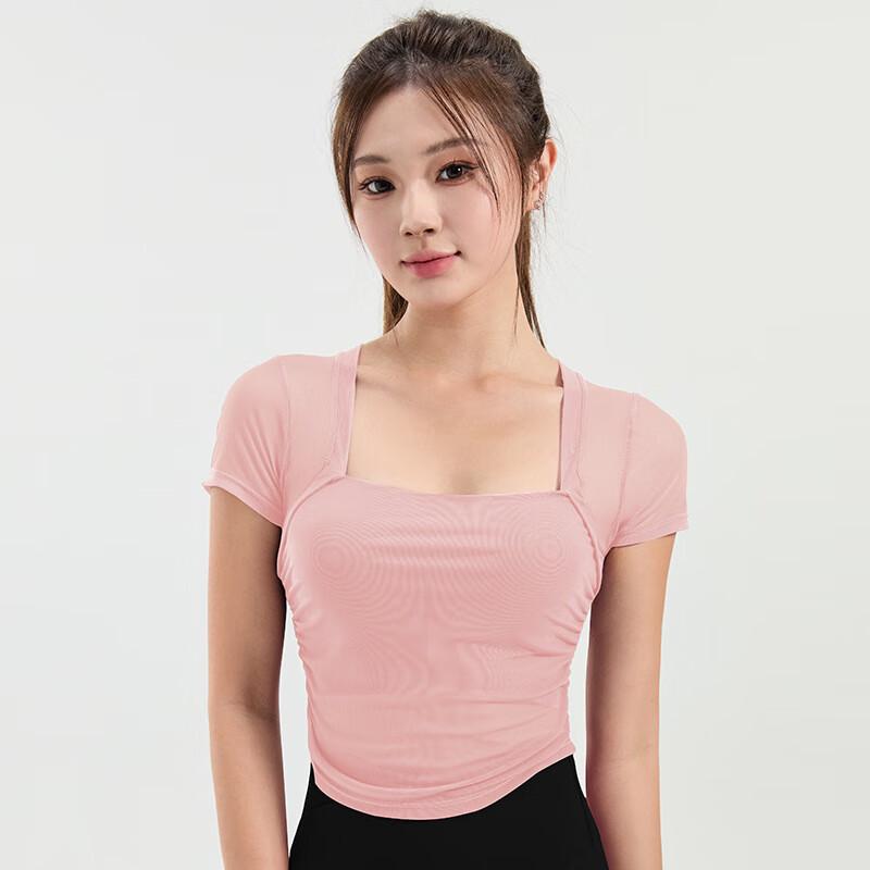OEING Women s Mesh Faux Two-Piece Sports T-Shirt S-XL