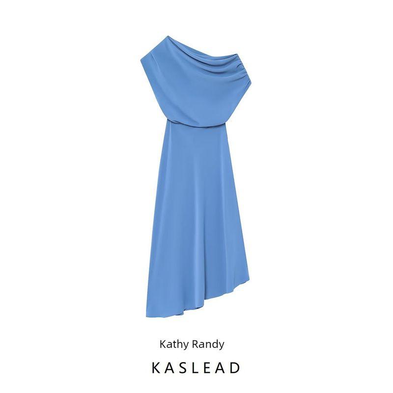 Kaslead New Arrival Women's Clothing Fashion Style Fashion Silm Slant Shoulder Waist Minimalist Long Skirt 87096352