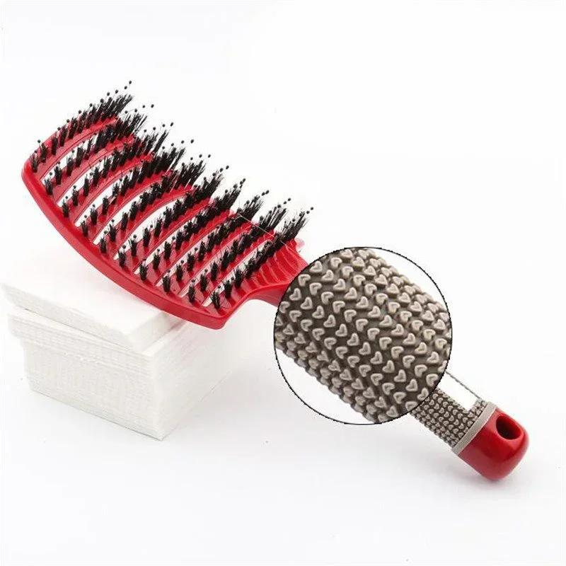 Bristle Nylon Massage Brush Wet Curly Straight Comb Professional Straight Curly Hair Styling Brush for Salon Home Use