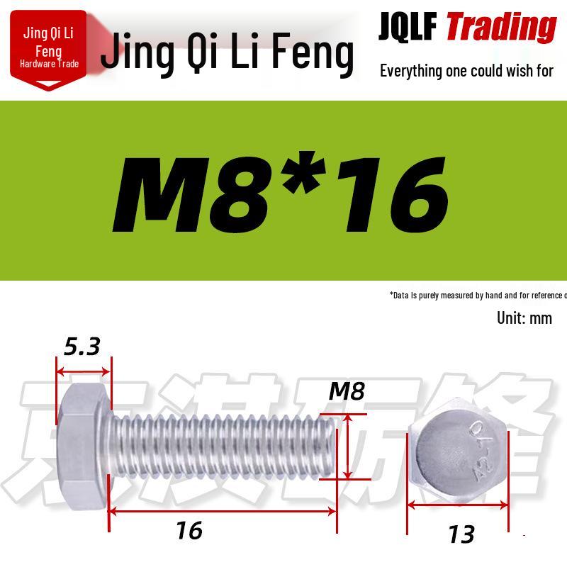 201 Stainless Steel Hex Head Full Thread Bolt: Wear & Corrosion Resistant, M4-M14 for Aerospace Machinery