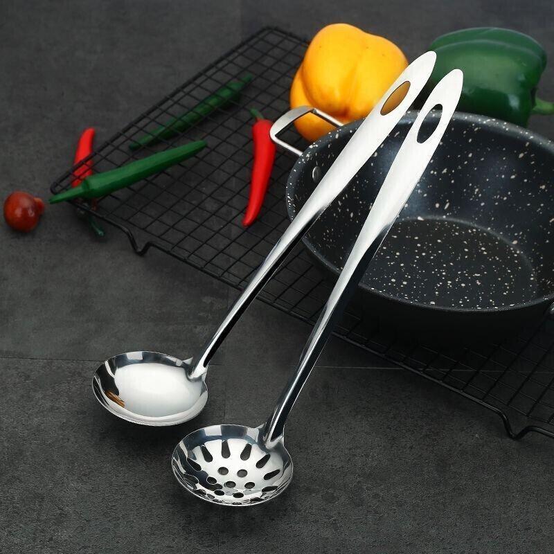 Stainless Steel Soup Ladle & Colander Set with Long Handle - Elegant Kitchenware for Serving and Cooking Colander 25cm/1pc