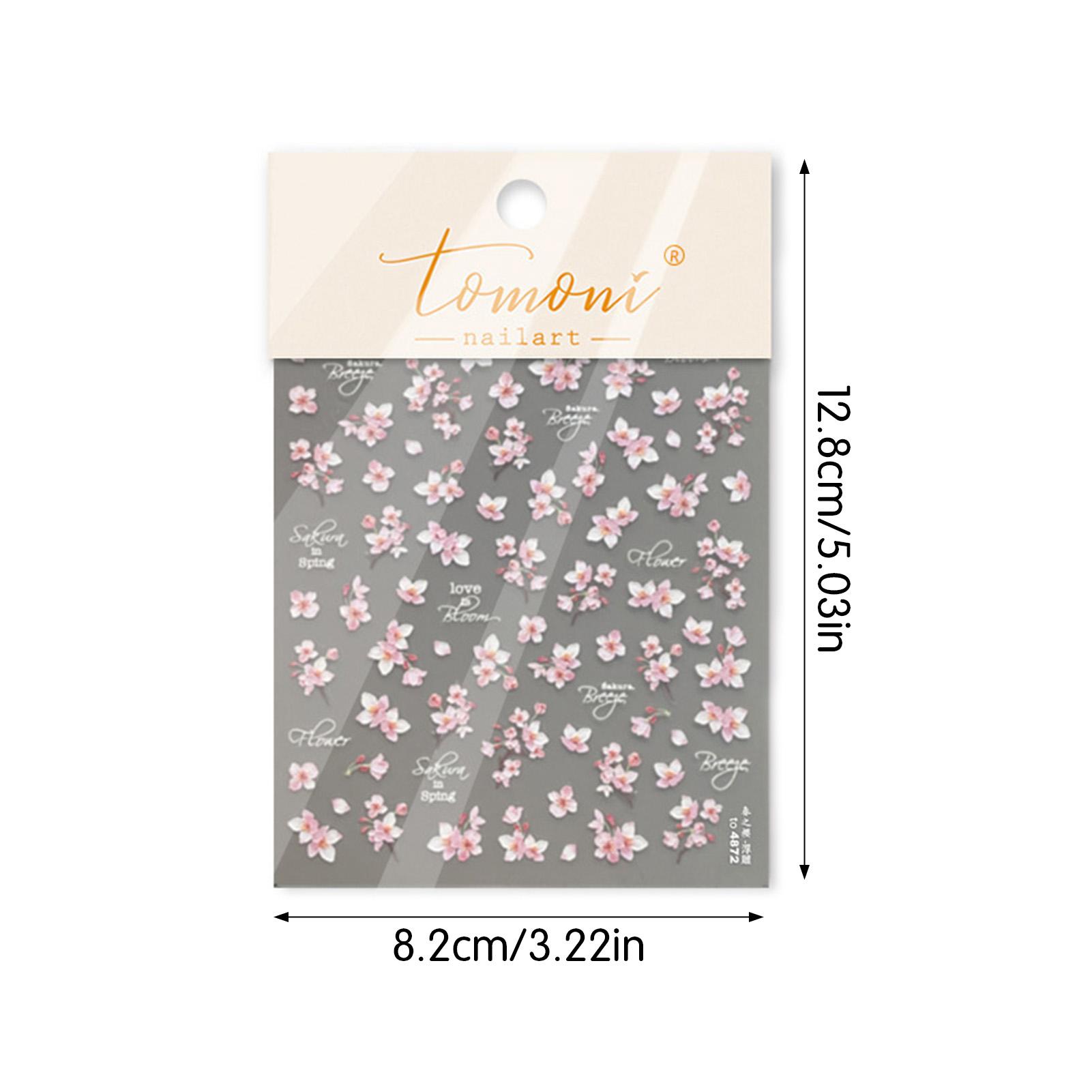 Nail Stickers Fairy Pink Flower Manicure Stickers Spring Flower Pattern Manicure Nail Decals For Women Manicure Decoration