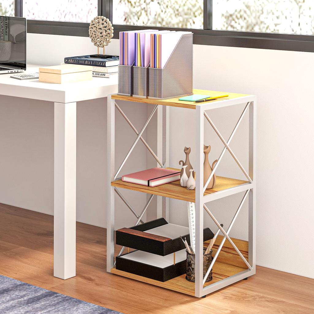 3 Tier Wooden Shelf Freestanding Rack Organiser Display Bookcase Home Storage Utility Stand Multifunctional Holder