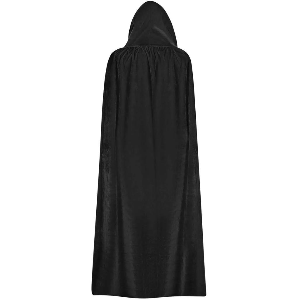 Halloween Witch Vampire Wizard Raven Cosplay Costume, 67Inch Velvet Cloak with Hood for Men & Women, Hooded Cape Cloak Unisex