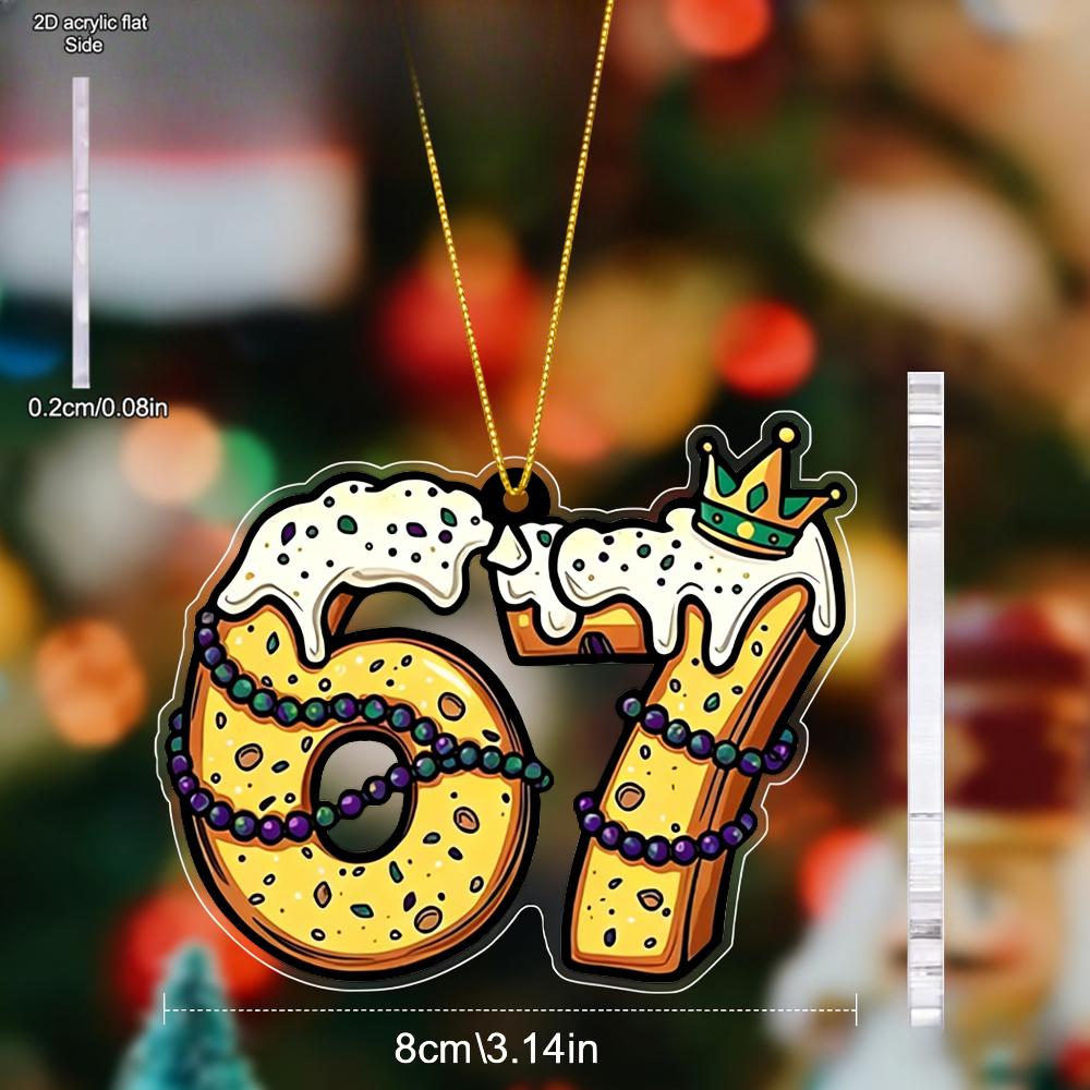 Acrylic Mardi Gras Hanging Ornament | Charming Pendants, Drops & Finials with Number 67 Shaped - Ideal Carnival Gift for Friend & Family 