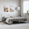 Metal Bed Frame with Headboard and Footboard White 183 x 213 cm