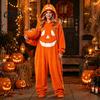 Pigiami a tuta di zucca di Halloween per adulti, Costumi in peluche coordinati per la famiglia, Costume con cappuccio in pile, Abbigliamento da casa ampio e morbido, Tema carino