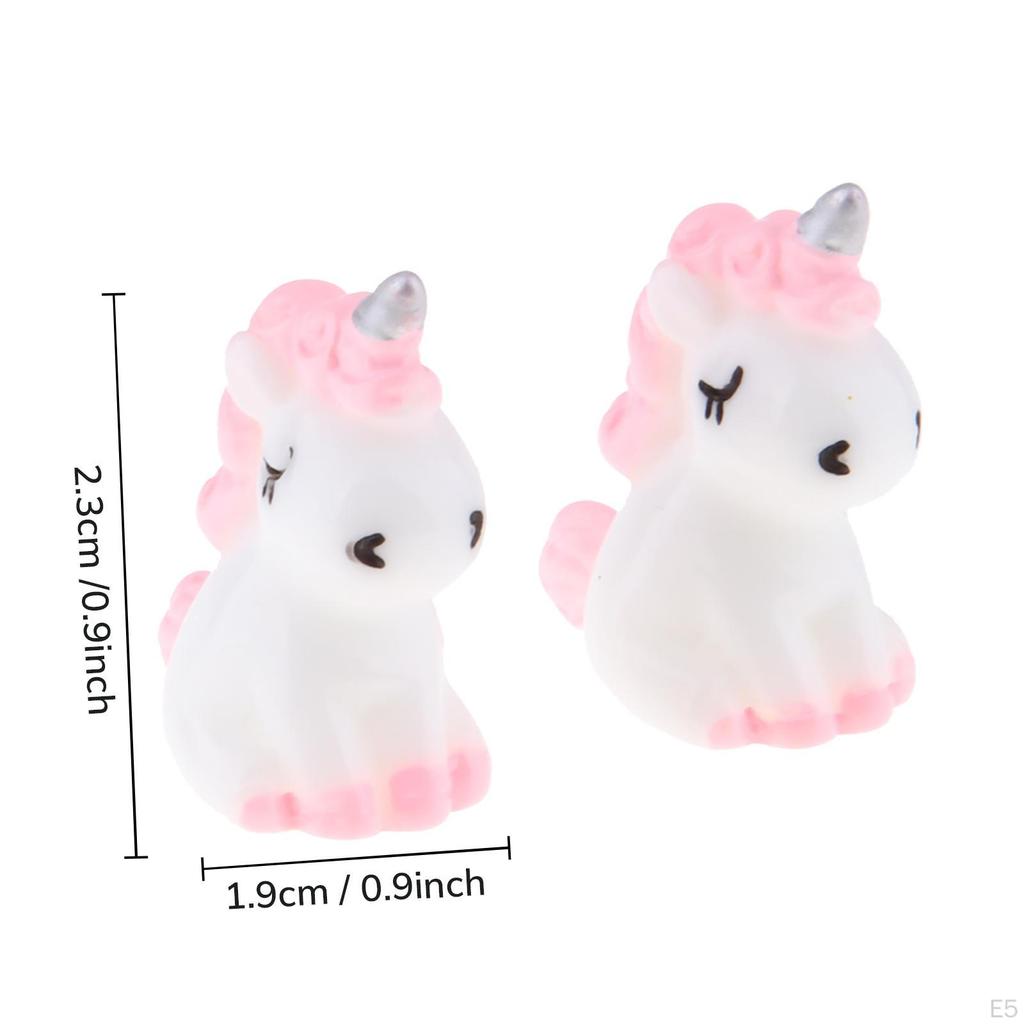 2 Set Unicorns Miniature Fairy For DIY Garden Dollhouse