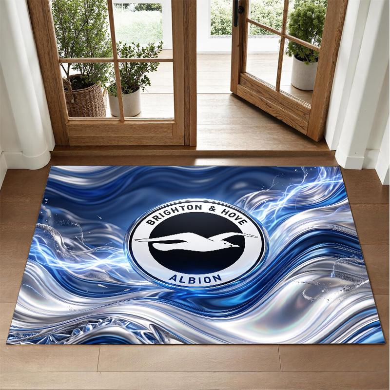 Brighton & Hove Albion Football Design Crystal Velvet Rug Soft Decorative Mat for Bedroom Entrance