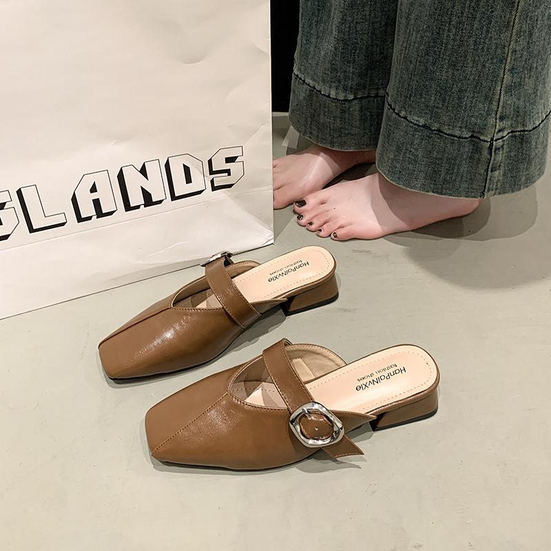 French Shoes Mary Jane Flip-flops with A Toe Cap Are Elegant and Cool for Spring and Summer