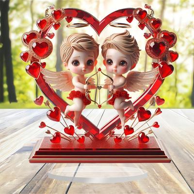 Valentine's Day Desk Decorations Romantic Couple Figurines - 2D Flat Acrylic Desktop Ornament, Wall Decor Art, Four Seasons Decoration