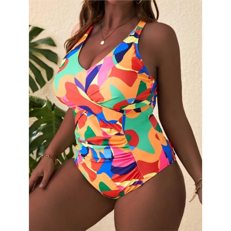 One Piece Große Größen Bikini mit Hoher Taille Damen Push-Up Große Größe Badeanzug Sommer Mujer Große Größe Bauchkontrolle Badebekleidung Bikini-Sets