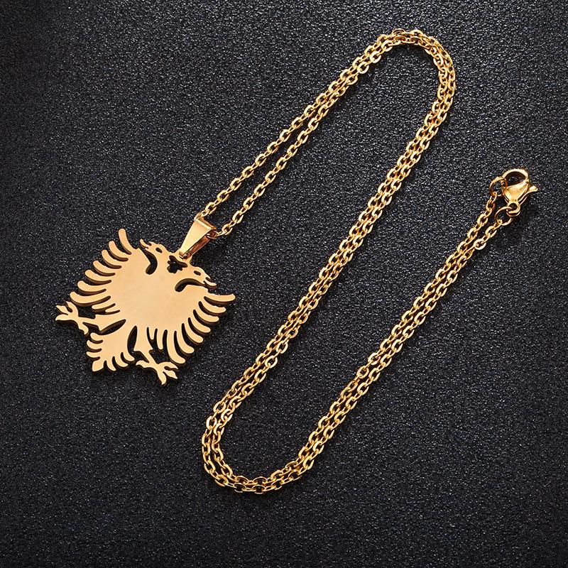 Collana con Ciondolo Aquila Albanese - Gioielli Unisex in Acciaio Inossidabile