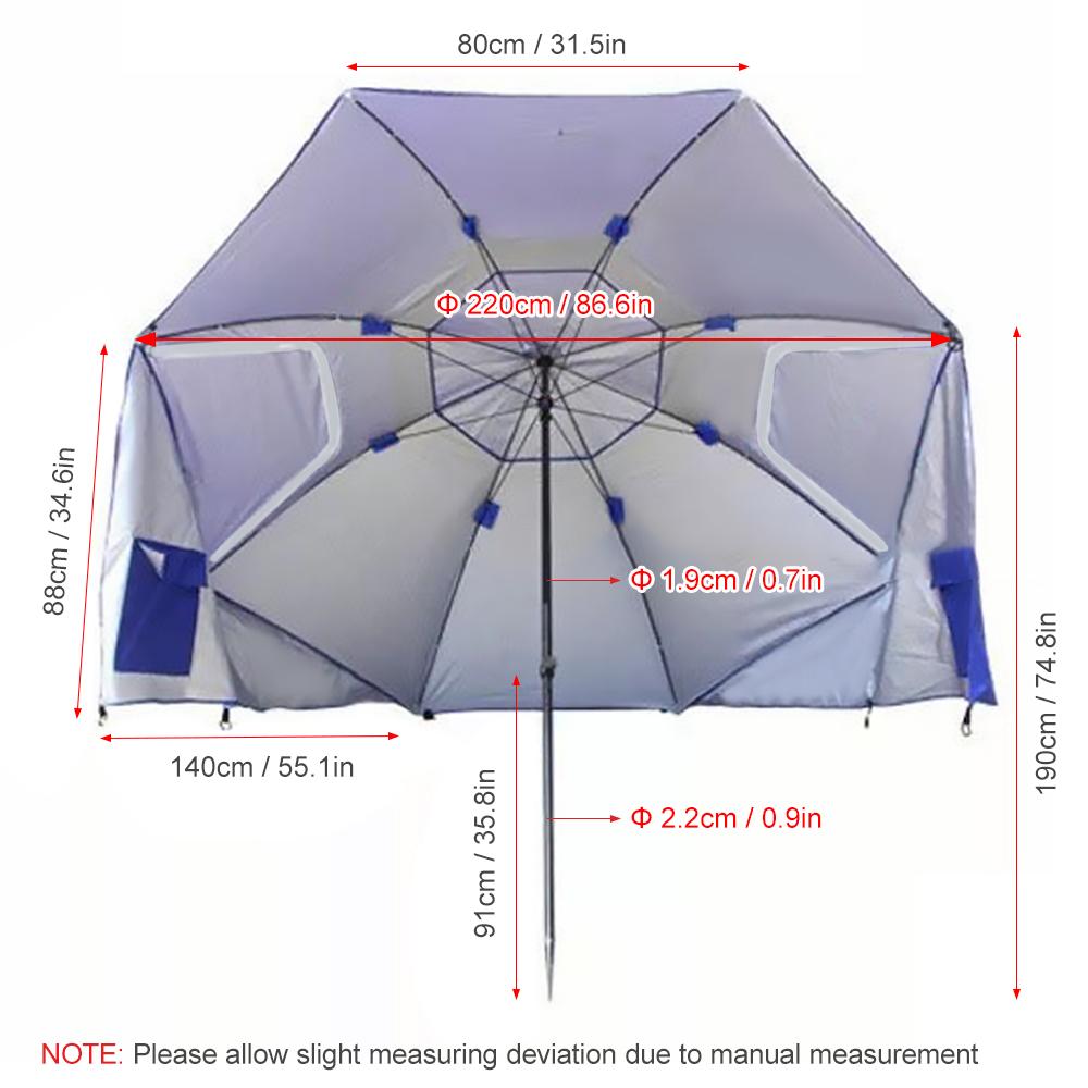Sun and Rain Umbrella, Outdoor Water Canopy, Fishing Umbrella with Height for Beach and