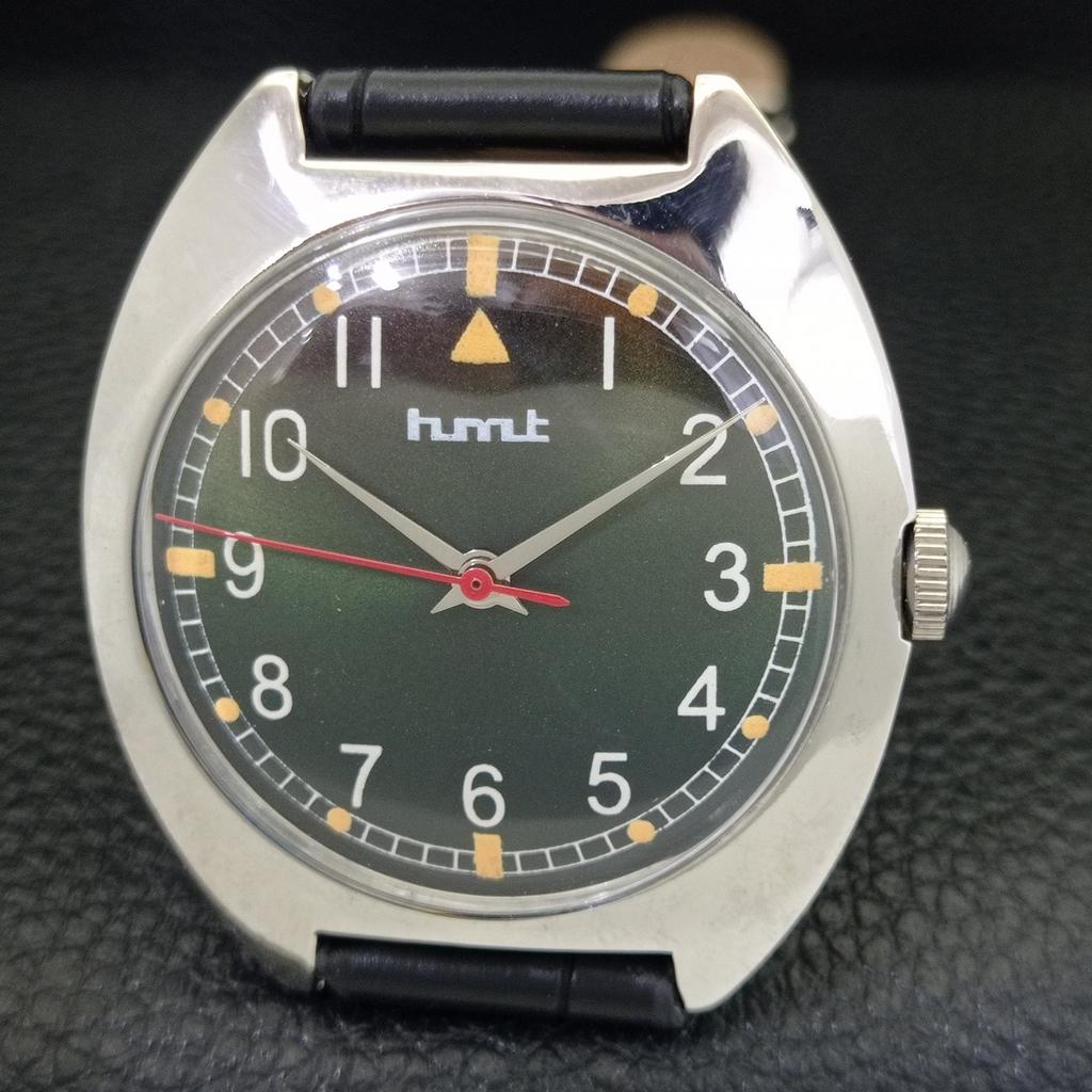 HMT HAND-WINDING VINTAGE INDIAN MENS BLACK COLOR DIAL WATCH a702803-1 R211-a702803