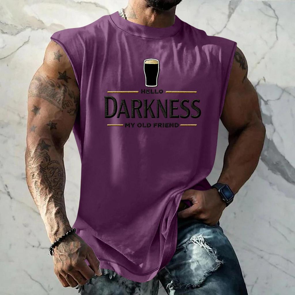 Men Sleeveless Tank Top Muscle Shirt with Beer Graphic Print Casual Summer Vest Lightweight Cotton Blend Comfortable Fit