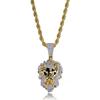 Hip Hop Lion Head Pendant Necklace Gold Plated Micro Pave Zircon Trendy Mens Jewelry