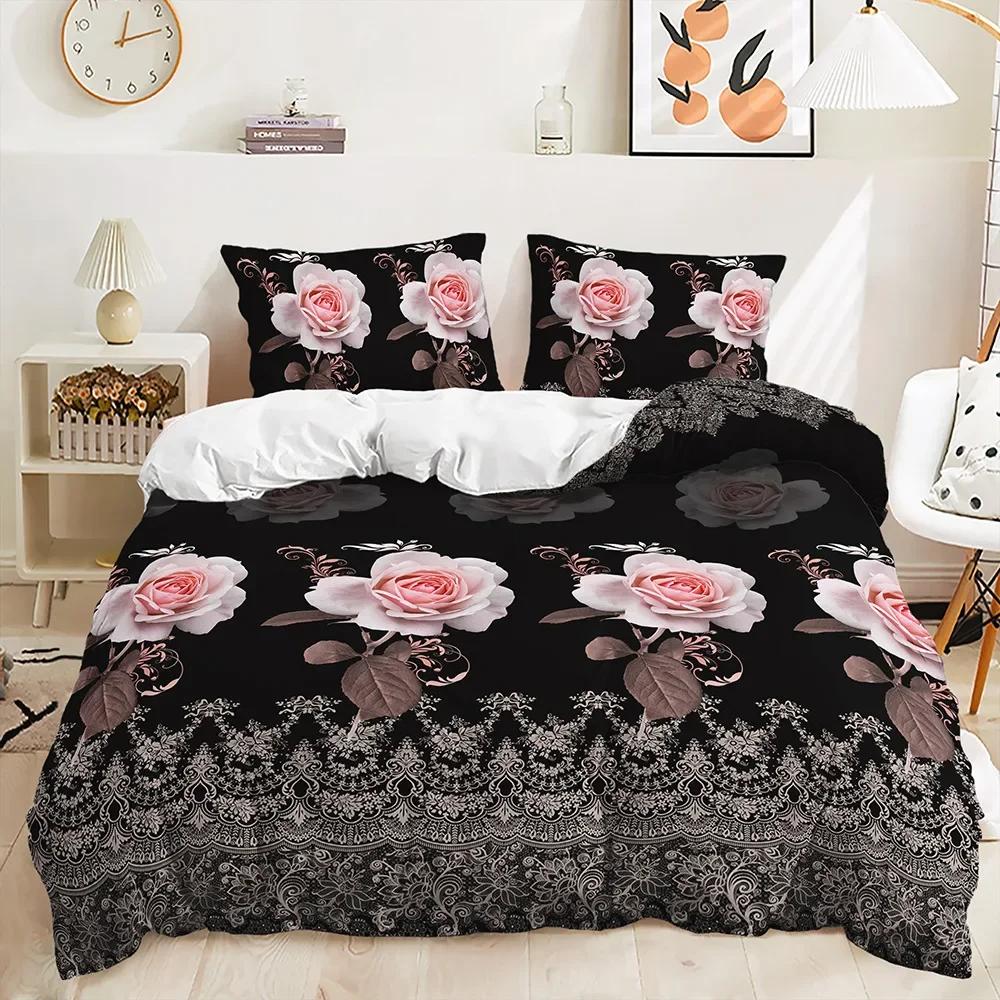 Comforter Rose Floral Romantic Flowers Bedding Set Butterfly Comforter Twin Queen For Valentine'S Day Wedding Room Decor