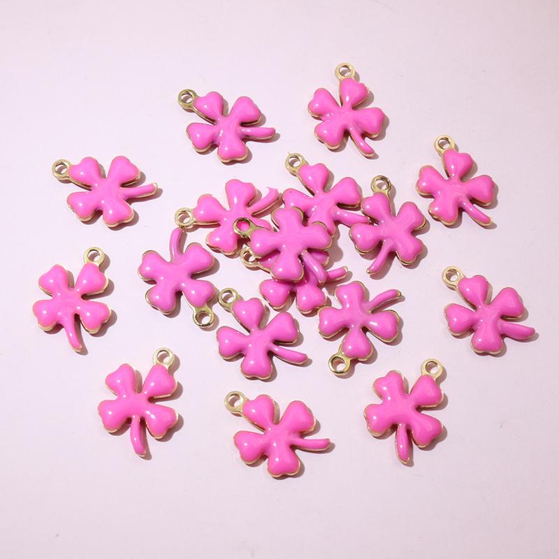20pcs 13x10mm Stainless Steel Enamel Clover Flower Charms Pendant Stainless Steel DIY Jewelry Making Accessories Findings