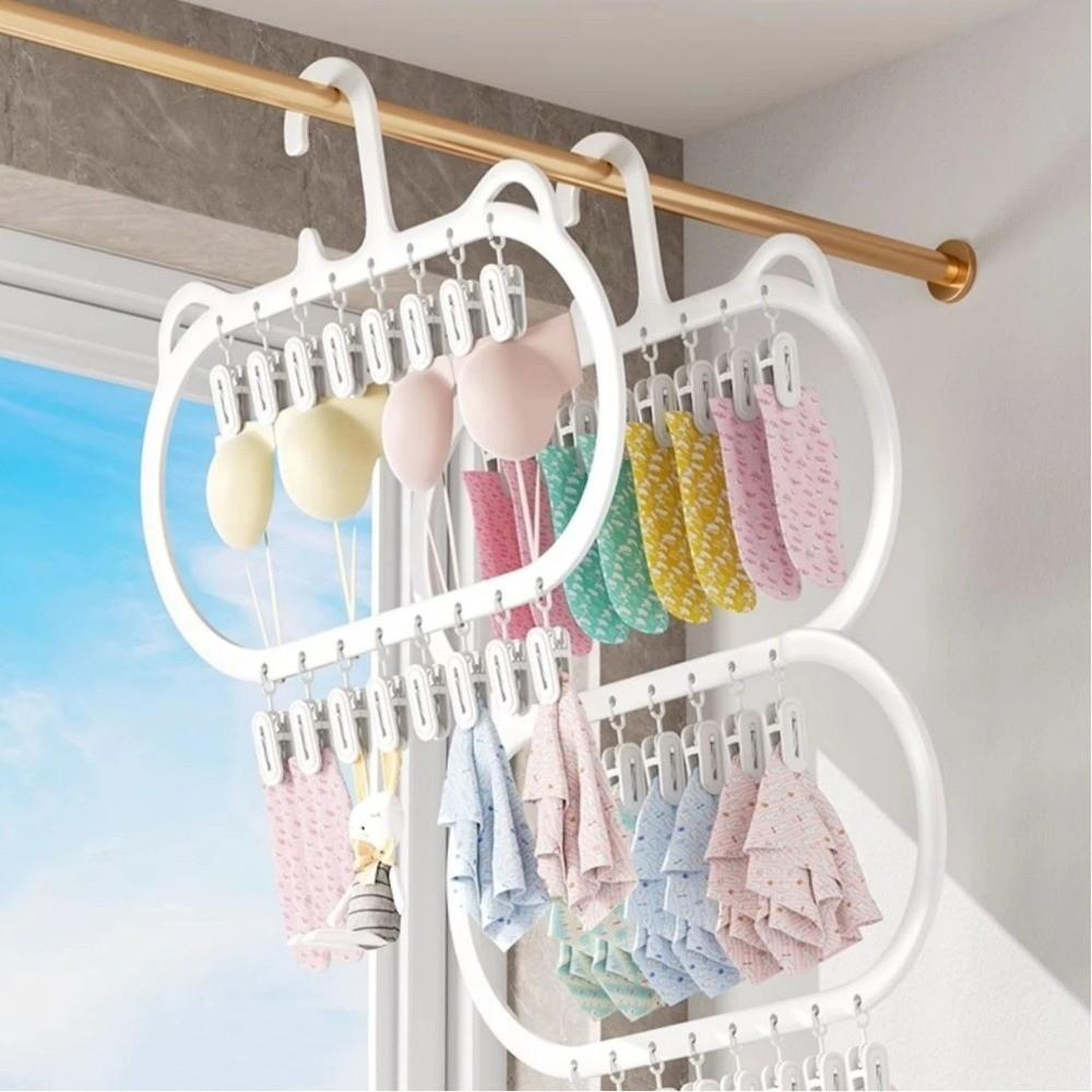 Multi-clip Sock Drying Rack Space-saving Removable Socks Underwear Storage Rack Multi-functional Wardrobe Storage