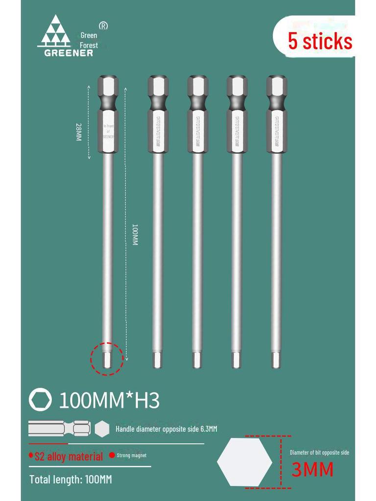 Green Forest Tungsten Steel Hex Wrench & Drill Set with Magnetic Hex Head