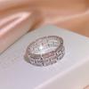 Anello a Catena con Charm in Pietra di Cristallo da Donna di Lusso Colore Argento Sterling Anelli da Matrimonio per Donne Sottile Sposa Zircone Anello di Fidanzamento