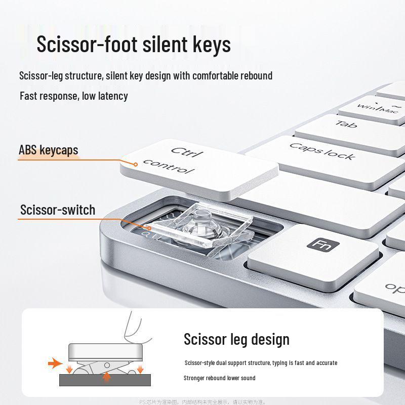 Silent Lightweight Wireless Bluetooth Keyboard with Touchpad for Tablets & Laptops