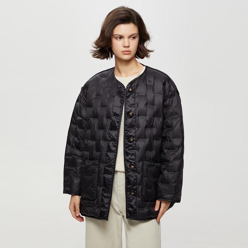 

Women s Round Neck Long Sleeve Mid-Length Down Jacket M