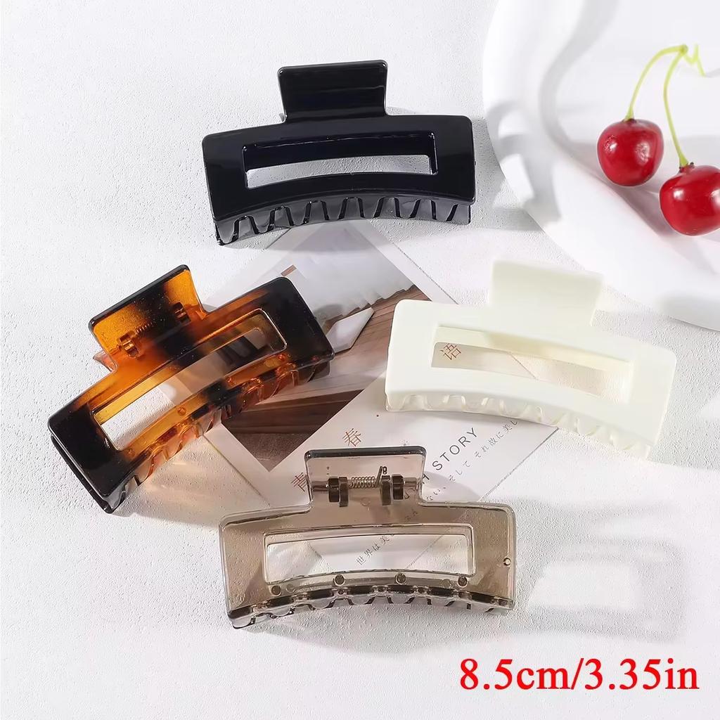 4pcs Simple Acrylic Hair Claw Clips for Women Solid Color Square Big Hair Claw Clips Fashion Shark Clip Girls Hair Accessories