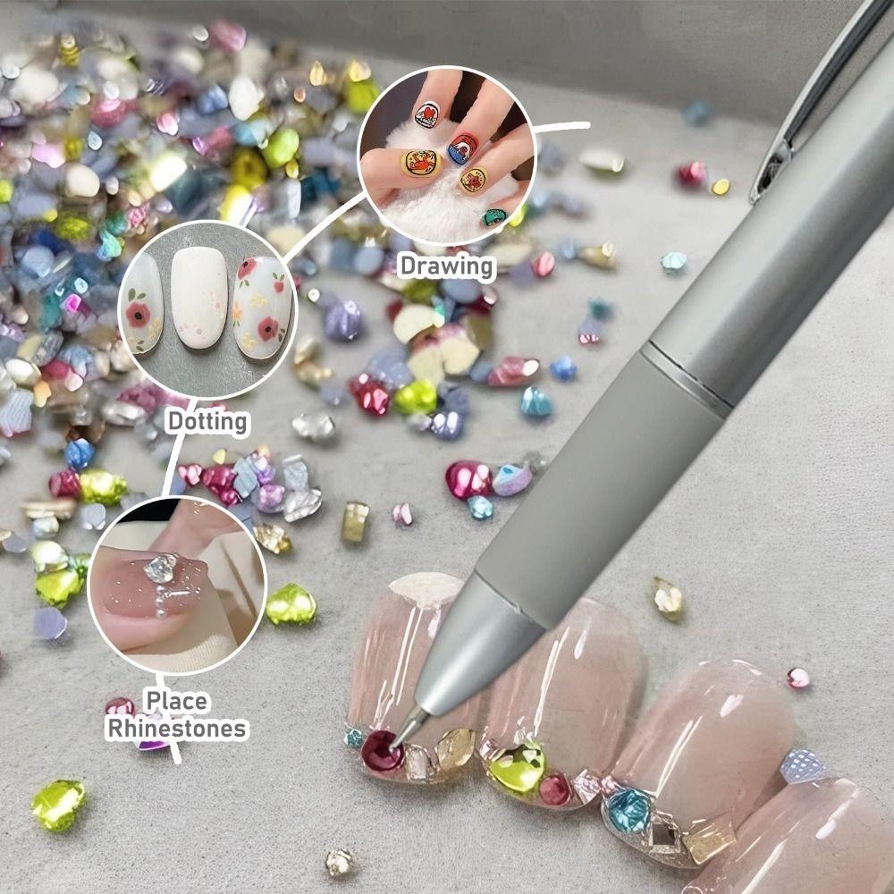 0.8/1/1.8/2mm Nail Dotting Pen Press Type Professional Nail Art Tool Rhinestone Picker