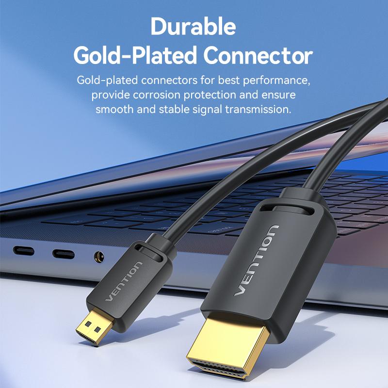 VENTION AGIBF AGI Series 1m HDMI-D to HDMI-A 4K UHD Cable Micro HDMI Male to HDMI Male Cable