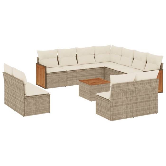 VidaXL Salon de Jardin avec Coussins 12 pcs, Canapés de Patio, Ensemble de Meubles, Mobilier de Terrasse Extérieur, Beige 3260175
