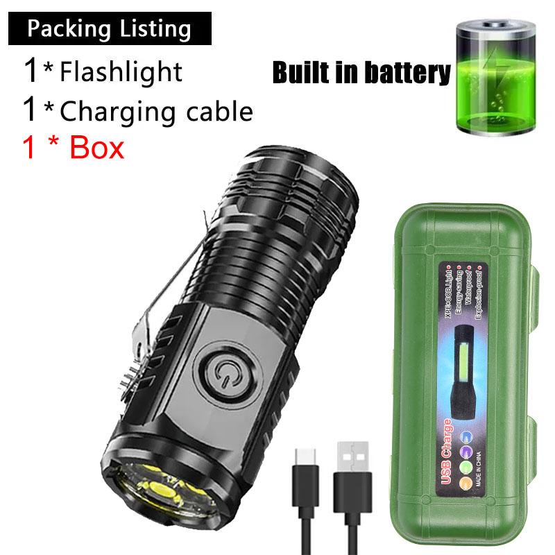 Super Bright Mini 3LED Flashlights With Pen Clip Built in Battery USB Charge Flashlight Outdoor Portable Torch Emergency Lamp